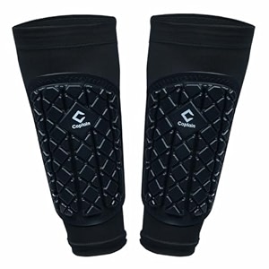 captain sleeve shinguards with polyurethane protection leg guards for men and women breathable lycra net 2-pack medium