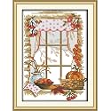 CaptainCrafts Stamped Cross Stitch Kits for Adults Autumn Home Decor