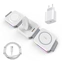 MagIT 3-in-1 Qi Portable Mag-Safe Wireless Charging Station with 20W Type-C Power Adaptor for iPhone 15/14/13/12/11/XS/XR, iWatch SE/8/7/6/5/4/3/2/1, AirPods 1/2/3/Pro (MT500WC-PT-WIT)