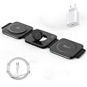MagIT 3-in-1 Qi Portable Mag-Safe Wireless Charging Station with 18W Type-C PD for iPhone 14/13/12/11,iWatch SE/8/7/6/5/4/3/2/1,AirPods 1/2/3/Pro (MT500WC-PT-BL),Black