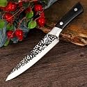 Stainless Steel Damascus Chef's Knife - Ultra Sharp Blade, Professional Japanese Vegetable Cooking Knife, Slicing Knife (Set of 1), Black