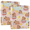 Capybara Duck Cute 3 Ring Binder with 2 Interior Pockets