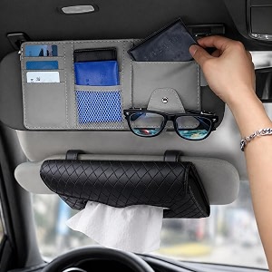 car accessories combo pack sun visor organizer grey amp tissue holder black
