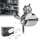 Car Air Freshener Cute Cartoon Bulldog Pilot Car Diffuser Rotating Propeller Automotive Air Outlet Fan Creative Funny Car Perfume Decoration Cool Car Accessories (Silver)