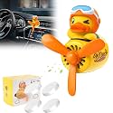 Car Air Freshener Cute Cartoon Yellow Duck Pilot Car Diffuser Rotating Propeller Automotive Air Outlet Fan Creative Car Perfume Decoration Cool Car Accessories Comes with 4 Fragrant Tablets