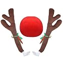 Car Antler Kit Nose, Car Antlers Christmas for Car Window Roof-Top & Front Grille, Auto Reindeer Antler and Nose Kit Decoration Set for SUV Van Truck