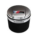 Car Ashtray for BMW 1/3/5/7 Series and X1/X3/X5/X6, with LED Light and Lid, Detachable and Portable (Matt Silver)