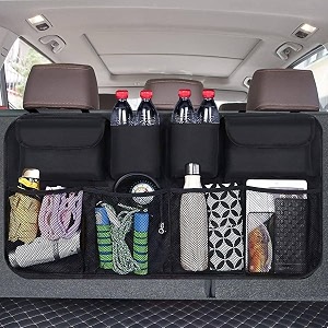 car back seat organizer with 8 storage pockets hanging car seat storage bag with adjustable straps mesh compartments for bottles and essentials black organizer for suv hatchback and sedan travel