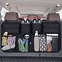 Car Back Seat Organizer with 8 Storage Pockets, Hanging Car Seat Storage Bag with Adjustable Straps, Mesh Compartments for Bottles and Essentials, Black Organizer for SUV, Hatchback and Sedan Travel