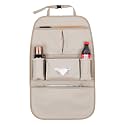 Car Backseat Organizer for Kids, Car Back Seat Storage Bag With 3 Pockets, 2 Drinks Holders, Water Resistant, Kids Toy Storage Kick Mat Back Seat Protector for Toddlers (Beige 1-Pack)