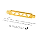 Car Battery Hold Down Bracket, Aluminum Alloy 5-Hole Battery Tie Down Holder with Stainless Steel J Bolt, Triangular Automotive Hold Lock Tray Accessories, Universal for SUV RV Sedan (Gold)