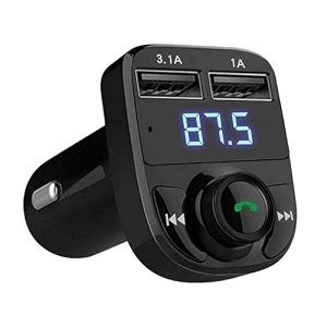 car bluetooth- car x8 fm transmitter car kit for hands free call receiverstereo music playertf cardaux mobile connector and usb mobile charger for all smartphones - black