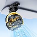 Car Clip on Fan for Sun Visor Handle, 2000Mah Rechargeable Battery Powered Usb Fans That Blow Cold Air, Portable Car Cooling Fan for Cars without Ac, for Vehicle, Van, Suv, Rv, Truck, Yellow