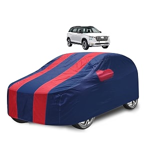 car cover compatible with alcazar with mirror pocket water resistant triple stitched alcazar car cover- navy-red