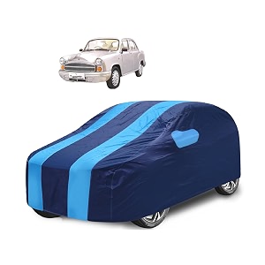 car cover compatible with ambassador with mirror pocket water resistant triple stitched ambassador car cover- navy-blue