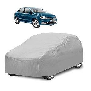 car cover compatible with ameo with mirror pocket water resistant triple stitched ameo car cover- plain silver