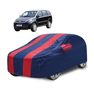car cover compatible with aria with mirror pocket water resistant triple stitched aria car cover- navy-red