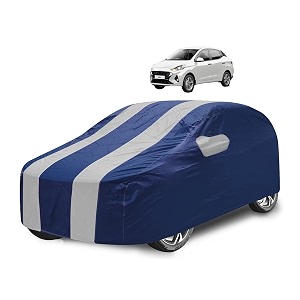 car cover compatible with aura with mirror pocket water resistant triple stitched aura car cover- navy silver