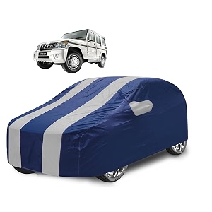car cover compatible with bolero with mirror pocket water resistant triple stitched bolero car cover- navy silver