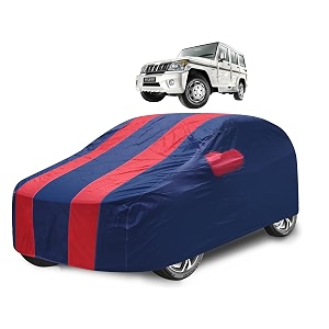 car cover compatible with bolero with mirror pocket water resistant triple stitched bolero car cover- navy-red