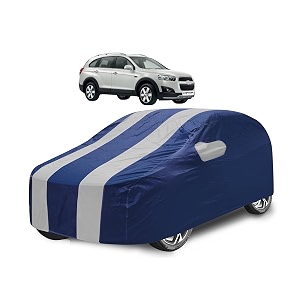 car cover compatible with captiva with mirror pocket water resistant triple stitched captiva car cover- navy silver