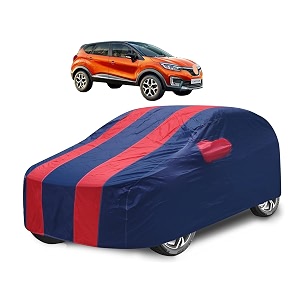 car cover compatible with captur with mirror pocket water resistant triple stitched captur car cover- navy-red