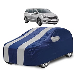 car cover compatible with carnival with mirror pocket water resistant triple stitched carnival car cover- navy silver