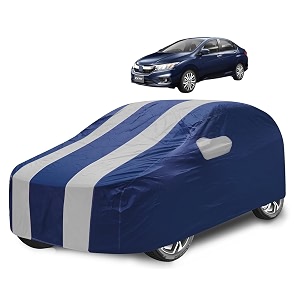 car cover compatible with city model-2018-till date with mirror pocket water resistant triple stitched city car cover- navy silver