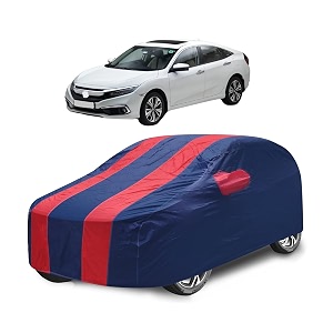car cover compatible with civic new with mirror pocket water resistant triple stitched civic car cover- navy-red