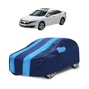 car cover compatible with civic new with mirror pocket water resistant triple stitched civic car cover- navy-blue