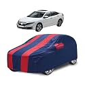 Car Cover Compatible with Civic New with Mirror Pocket, Water Resistant, Triple Stitched, Civic Car Cover- Navy-Red