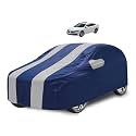 Car Cover Compatible with Civic New with Mirror Pocket, Water Resistant, Triple Stitched, Civic Car Cover- Navy Silver