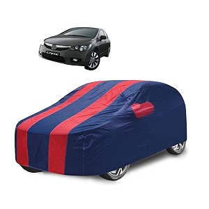 car cover compatible with civic old with mirror pocket water resistant triple stitched civic car cover- navy-red