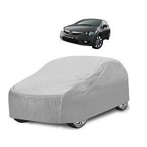 car cover compatible with civic old with mirror pocket water resistant triple stitched civic car cover- plain silver