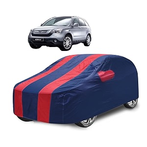 car cover compatible with cr-v with mirror pocket water resistant triple stitched cr-v car cover- navy-red