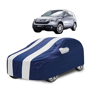 car cover compatible with cr-v with mirror pocket water resistant triple stitched cr-v car cover- navy-white