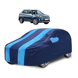 car cover compatible with creta old with mirror pocket water resistant triple stitched creta car cover- navy-blue