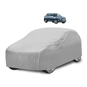 car cover compatible with creta old with mirror pocket water resistant triple stitched creta car cover- plain silver