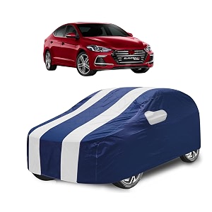 car cover compatible with elantra new with mirror pocket water resistant triple stitched elantra car cover- navy-white