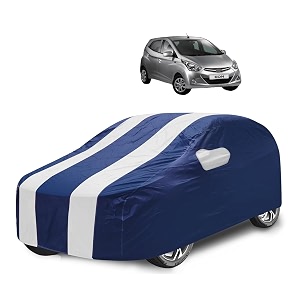 car cover compatible with eon with mirror pocket water resistant triple stitched eon car cover- navy-white