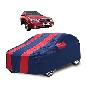 car cover compatible with esteem with mirror pocket water resistant triple stitched esteem car cover- navy-red