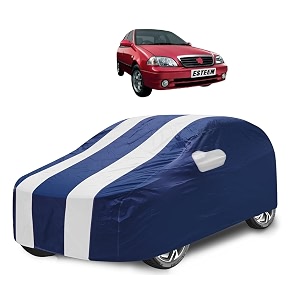 car cover compatible with esteem with mirror pocket water resistant triple stitched esteem car cover- navy-white