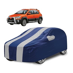 car cover compatible with etios cross with mirror pocket water resistant triple stitched etios cross car cover- navy silver