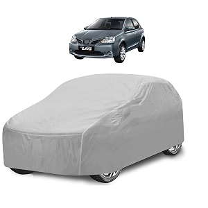 car cover compatible with etios liva with mirror pocket water resistant triple stitched etios liva car cover- plain silver