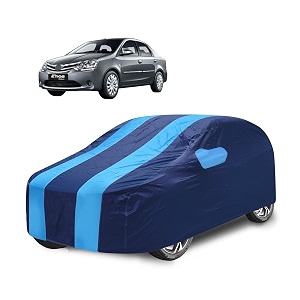 car cover compatible with etios with mirror pocket water resistant triple stitched etios car cover- navy-blue