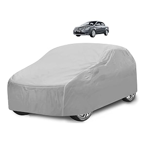 car cover compatible with etios with mirror pocket water resistant triple stitched etios car cover- plain silver