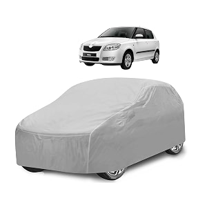 car cover compatible with fabia with mirror pocket water resistant triple stitched fabia car cover- plain silver