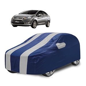 car cover compatible with fiesta with mirror pocket water resistant triple stitched fiesta car cover- navy silver