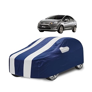 car cover compatible with fiesta with mirror pocket water resistant triple stitched fiesta car cover- navy-white