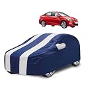 Car Cover Compatible with Fluidic Verna with Mirror Pocket, Water Resistant, Triple Stitched, Verna Car Cover- Navy-White
